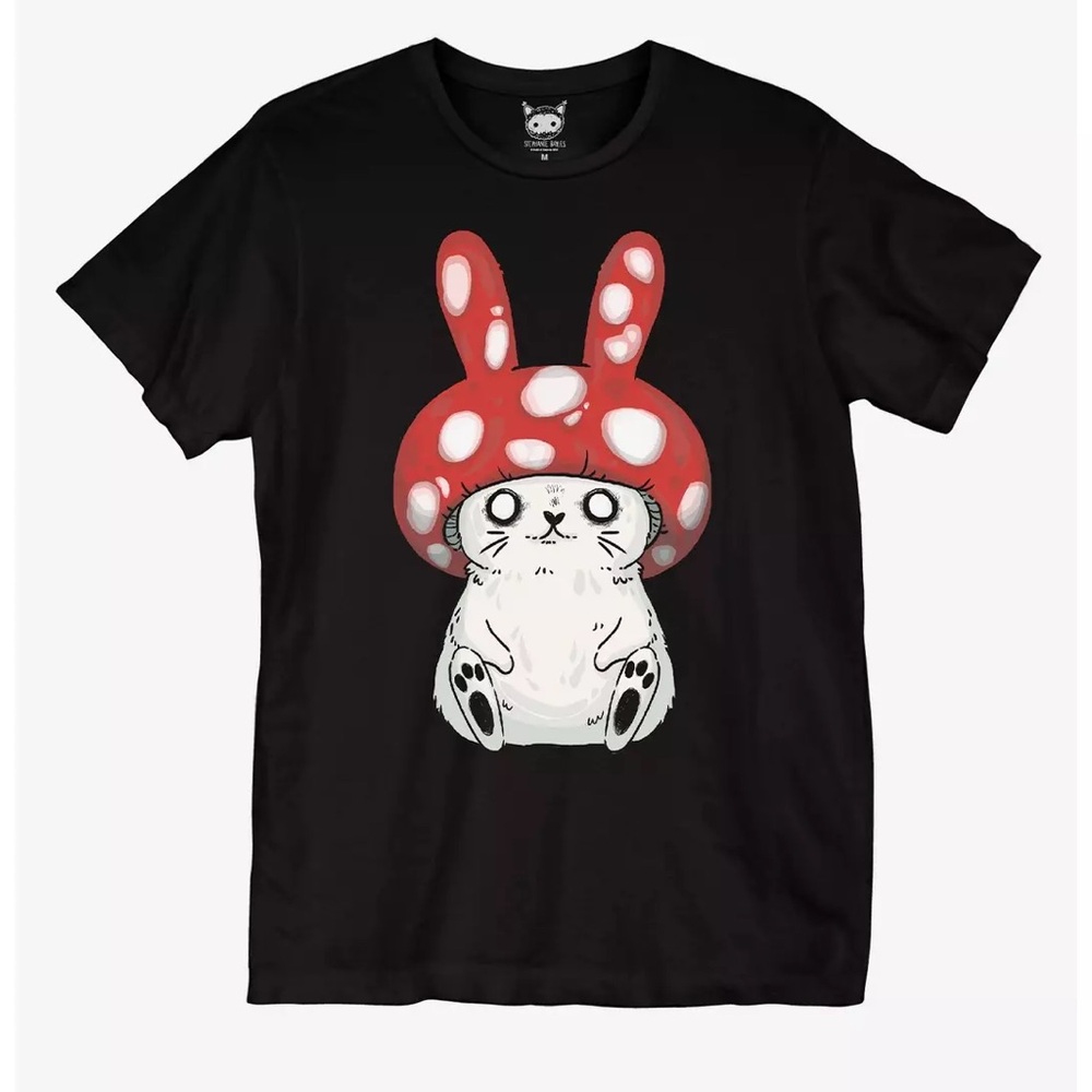 Hot Topic Black Tee with Red and White Graphic
